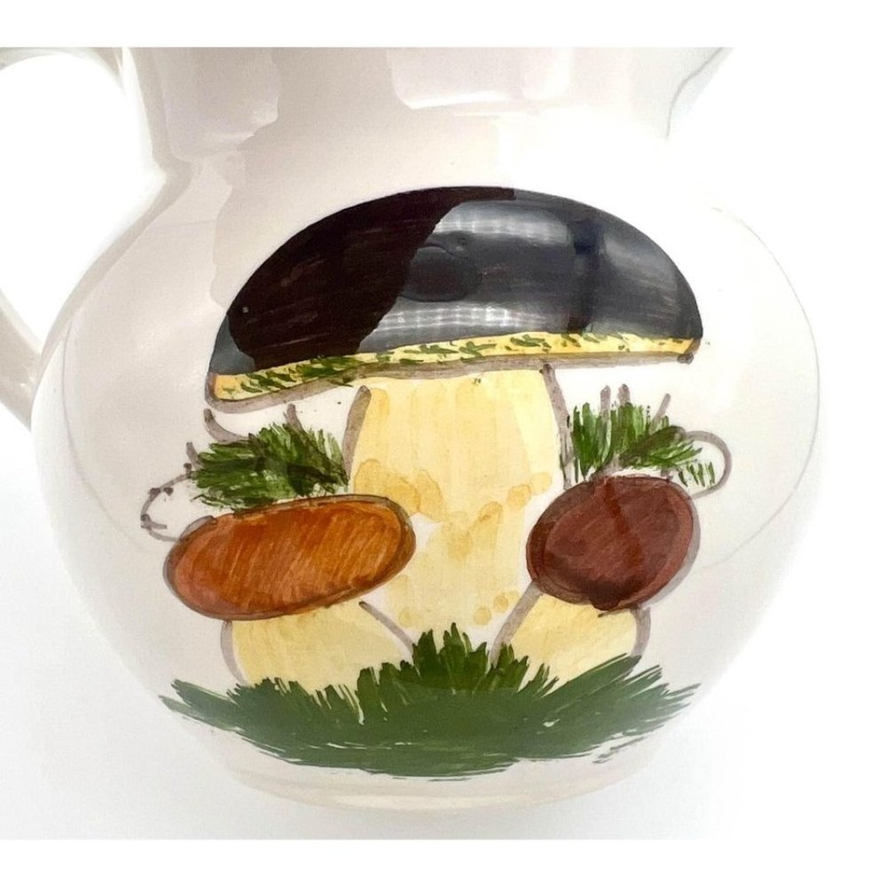 Hand Painted Mushroom Pitcher Creamer Fabbro Italy Marcia Dei Funghi 1997 - Picture 2 of 6
